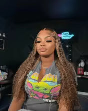 4/27 Ombre Curly Highlight Wig Human Hair Preplucked Lace Closure Glueless Wigs Human Hair Deep Wave