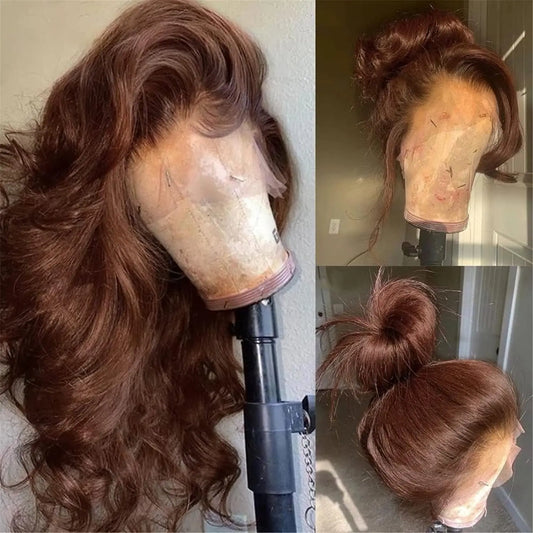 Body Wave Chocolate Brown Lace Front Wigs Human Hair Pre Plucked Brazilian Glueless