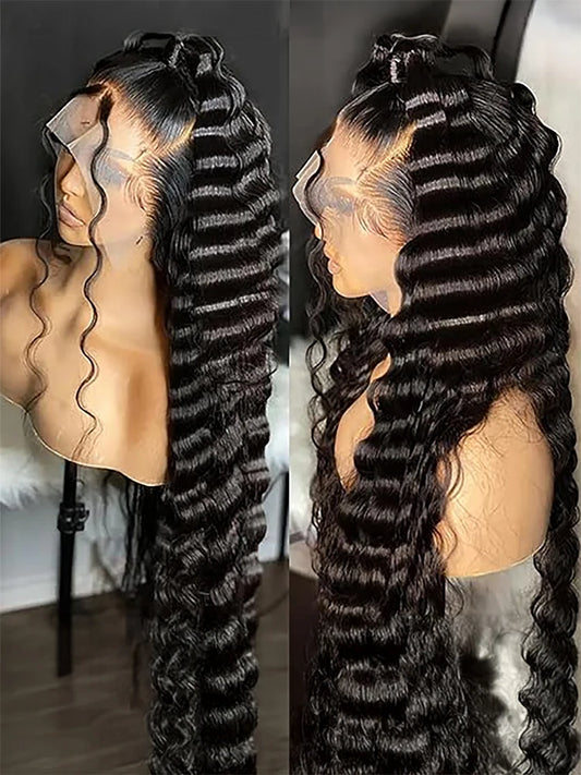 Human Hair HD Lace Frontal Wig Brazilian Loose Deep Wave Curly Human Hair wig Preplucked